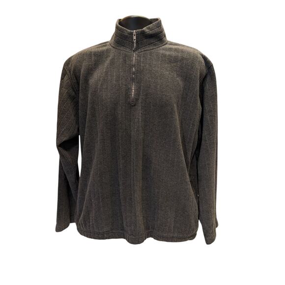 Justin Blake Fleece Sweatshirt Mens Large Quarter Zip Pullover Striped Pockets - Picture 11 of 13